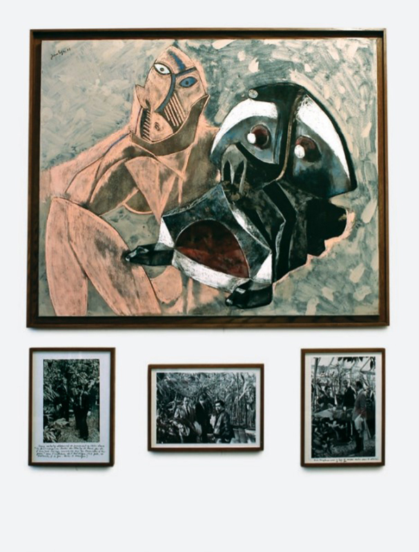Jean Le Gac – L'effraction douce : Trafic d’œuvres 2. 2008, peinture sur toile, 81 x 100 cm et photos-textes, 35 x 23,5 cm chaque.